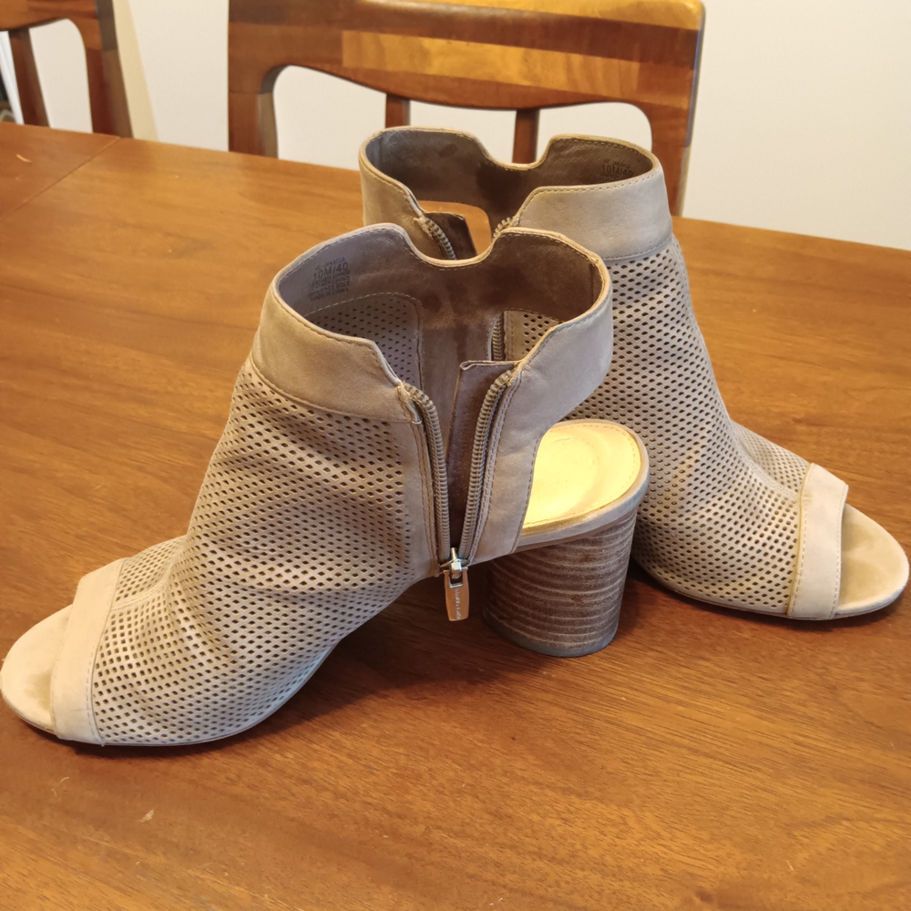 Vince Camuto Tan Heeled Boots with Open Toe